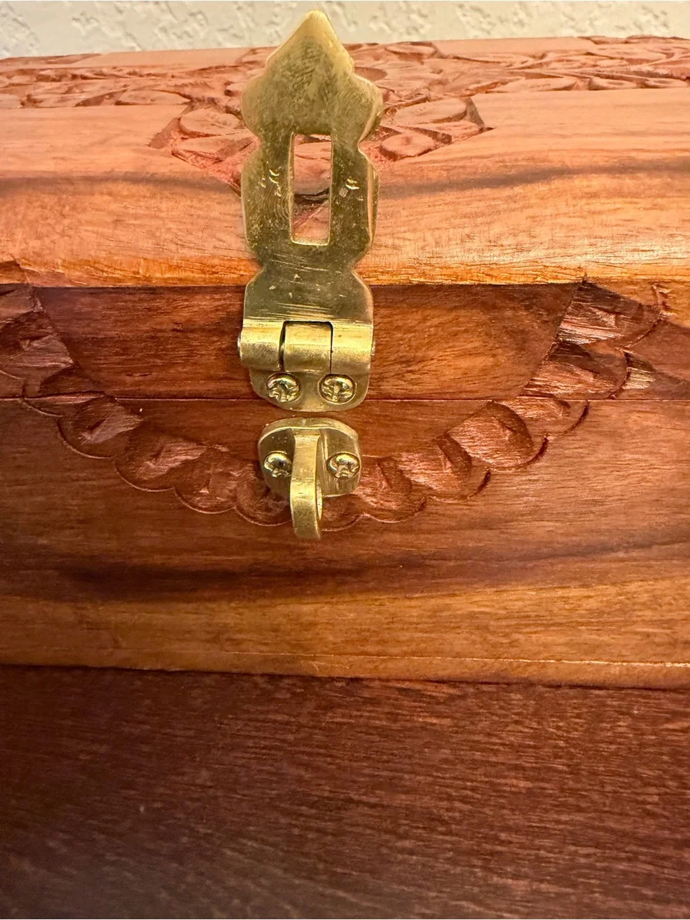 Vintage Handcrafted Rosewood Jewelry Keepsake Box Removable Tray Brass Latch